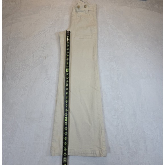 Pilcro The Kit Women 28 Beige Wide Leg Utility Khakis Trouser Pockets Buckle - Picture 11 of 12